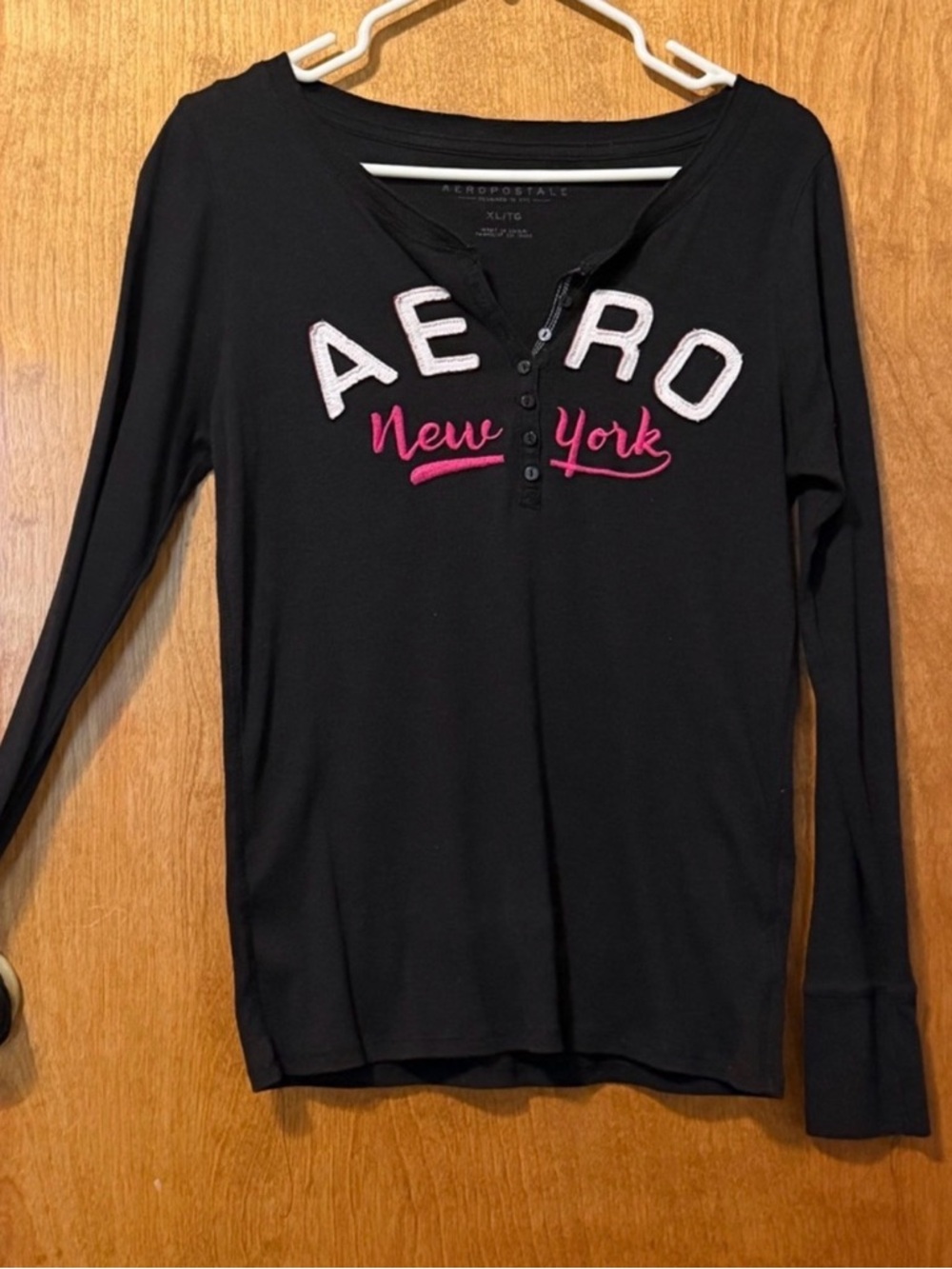 Slightly Faded Aeropostale Pink & Black Long-Sleeve (juniors)